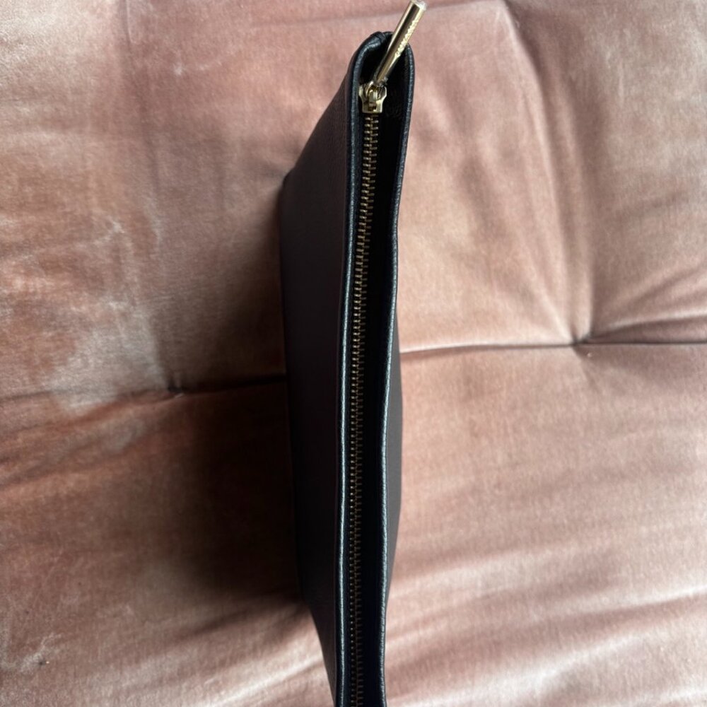 Cuyana Black Leather Zip Cosmetic Pouch with Gold Hardware - Picture 8 of 9